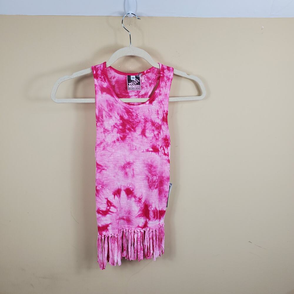 Young, Fabulous & Broke Mini Tie-dye Tank with Fringe Bottom Size 10